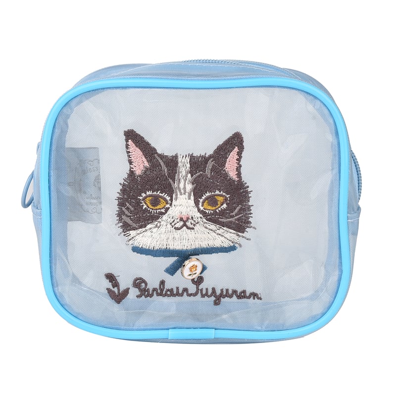 25-8133 パーラーすずらん堂 メッシュ生地 コスメポーチ あずき