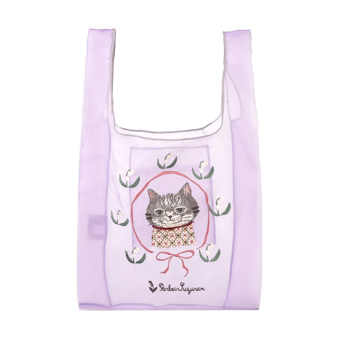 専用✳︎ラスト✳︎ハンドメイド✳︎花柄　巾着　モノトーン　母made品 25-8143 パーラーすずらん堂 シフォン生地 サブバッグ ちまき