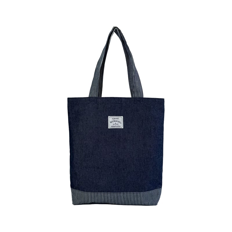 25-10021 ネコまるけ 先染めデニム調＆ヒッコリー トートバッグ