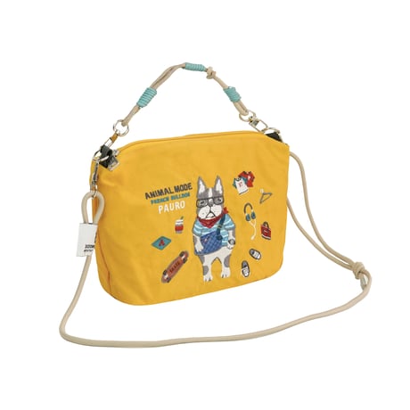 26-9140　クスグルキャラクター　撥水加工刺繡ワッシャーバッグ　パラコードポシェット　アニマルモード柄