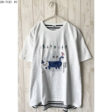 24-7131　天竺ニット　ラフサイズTシャツ　マチルダさん柄