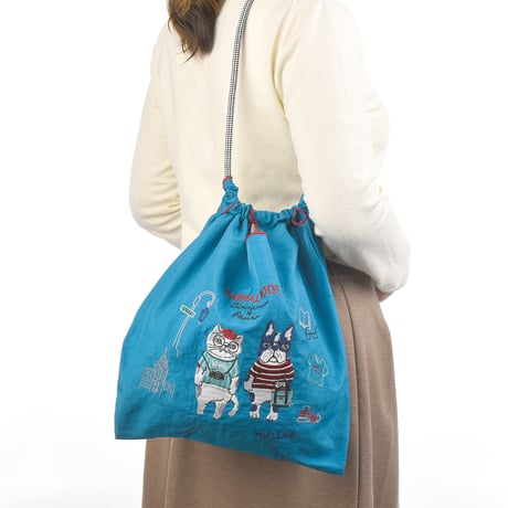 24-7151　撥水加工　刺繡ワッシャーバッグMサイズ　アニマルモード柄