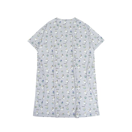 26-9099　天竺ニットのルームウェア　ルームワンピースTシャツ　しまぷうプリントの柄