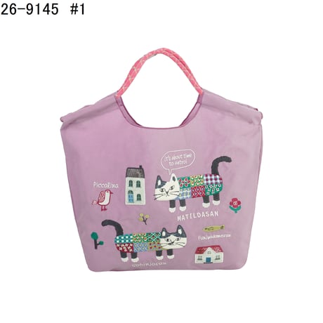 26-9145　クスグルキャラクター　撥水加工刺繍ワッシャーバッグ　パラコードバッグ　マチルダさん柄