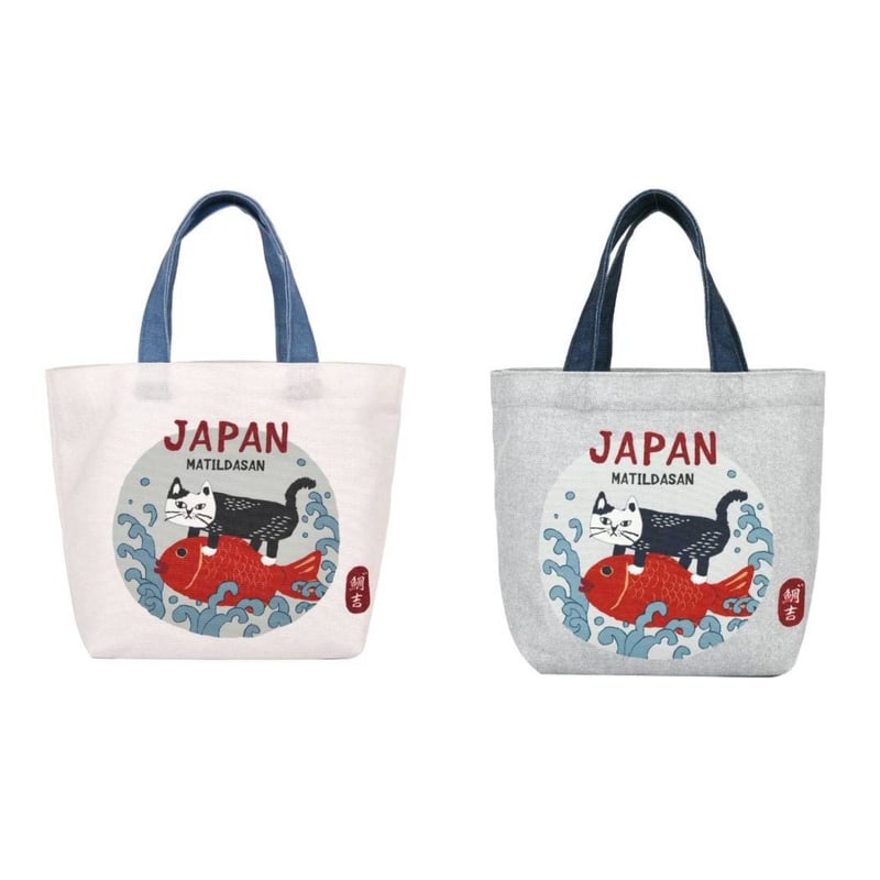 25-8598 キャンバスプチトートバッグ マチルダさんと鯛柄 | KUSUGURU STORE