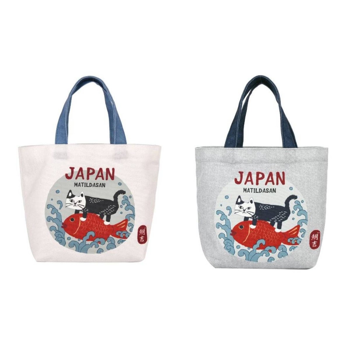 25-8598 キャンバスプチトートバッグ マチルダさんと鯛柄 | KUSUGURU STORE