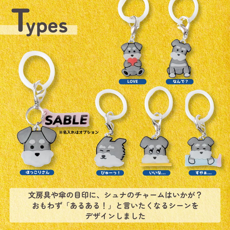 ブラック&シルバー】シュナウザーの“あるある”表情めじるしチャーム(全