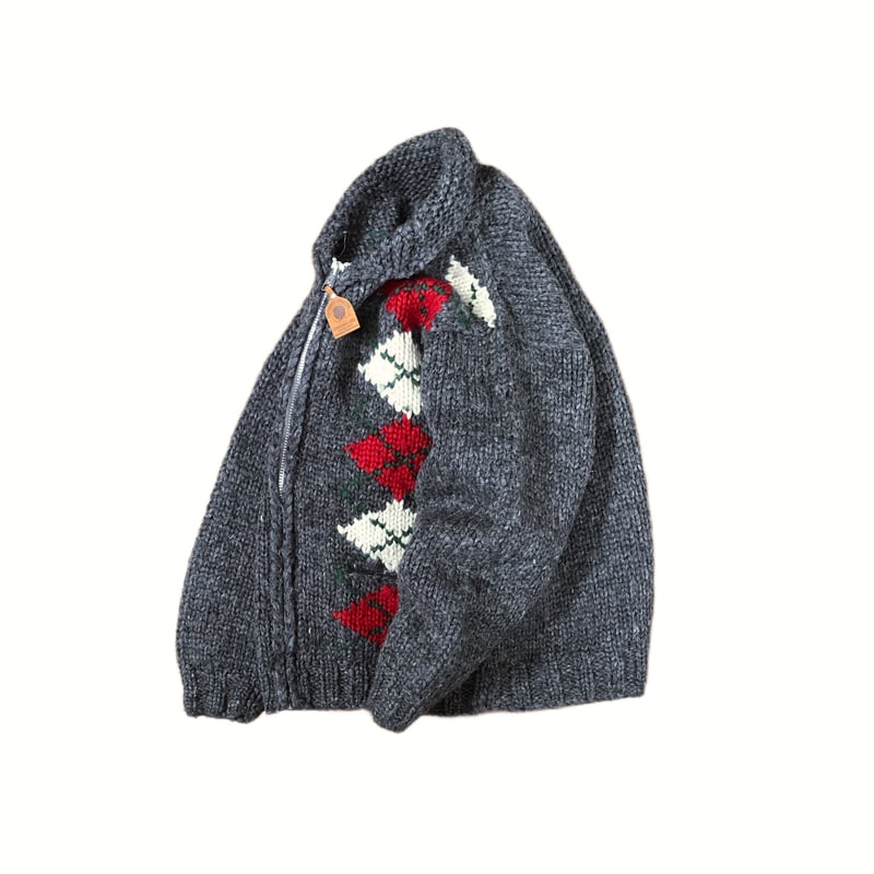 ▲UNUSED cowichan sweater カウチンセーター 24AW ハンドニット カウチン ジップ セーター(ADVENTURER HAND