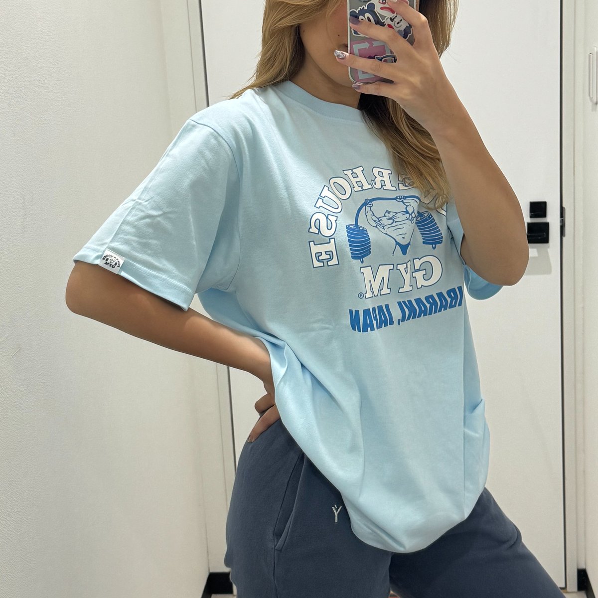パワーハウスジムイバラキ オリジナルロゴTシャツ - ライトブルー