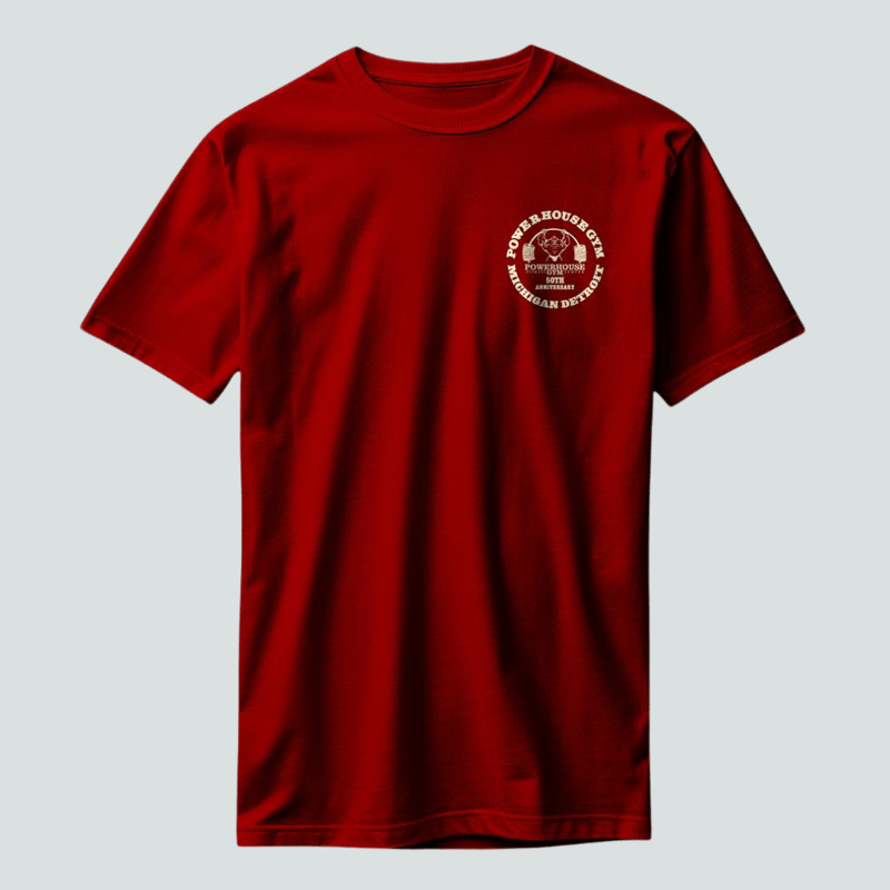 パワーハウスジム 50周年記念Tシャツ - レッド | POWERHOUSE GYM