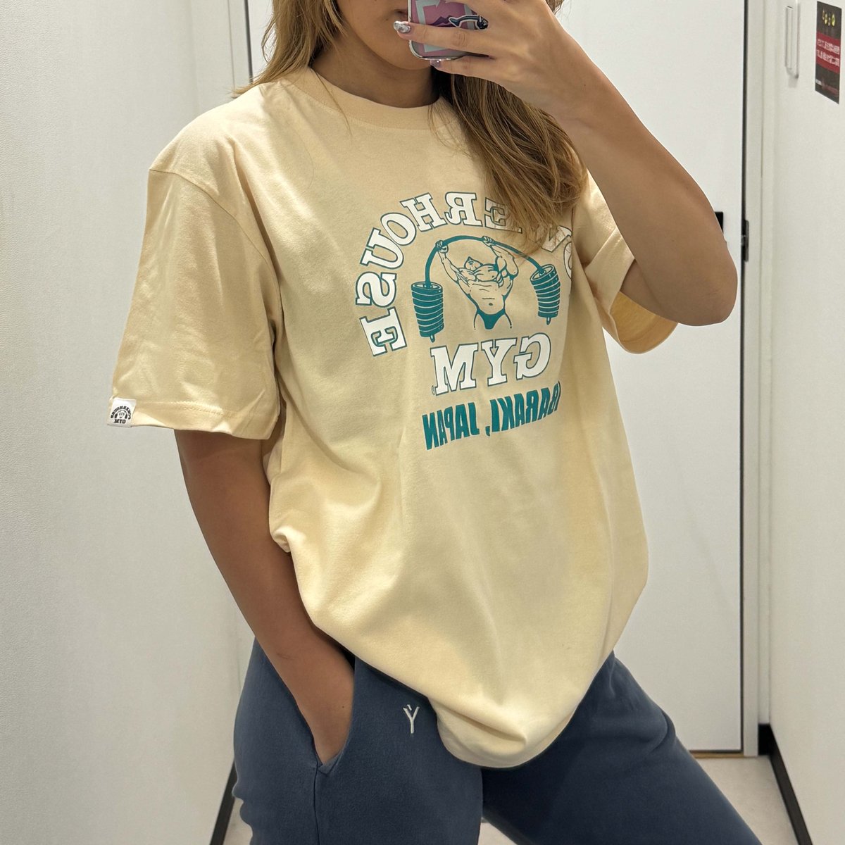 パワーハウスジムイバラキ オリジナルロゴTシャツ - ナチュラル