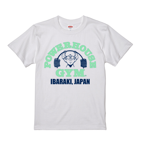 POWERHOUSE GYM IBARAKI, JAPAN オリジナルロゴTシャツ ネイビー×フレッシュグリーン