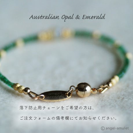 姫様ブレスレット エメラルド&オパール angel-amulet / あなたの心に届く言霊カード付き