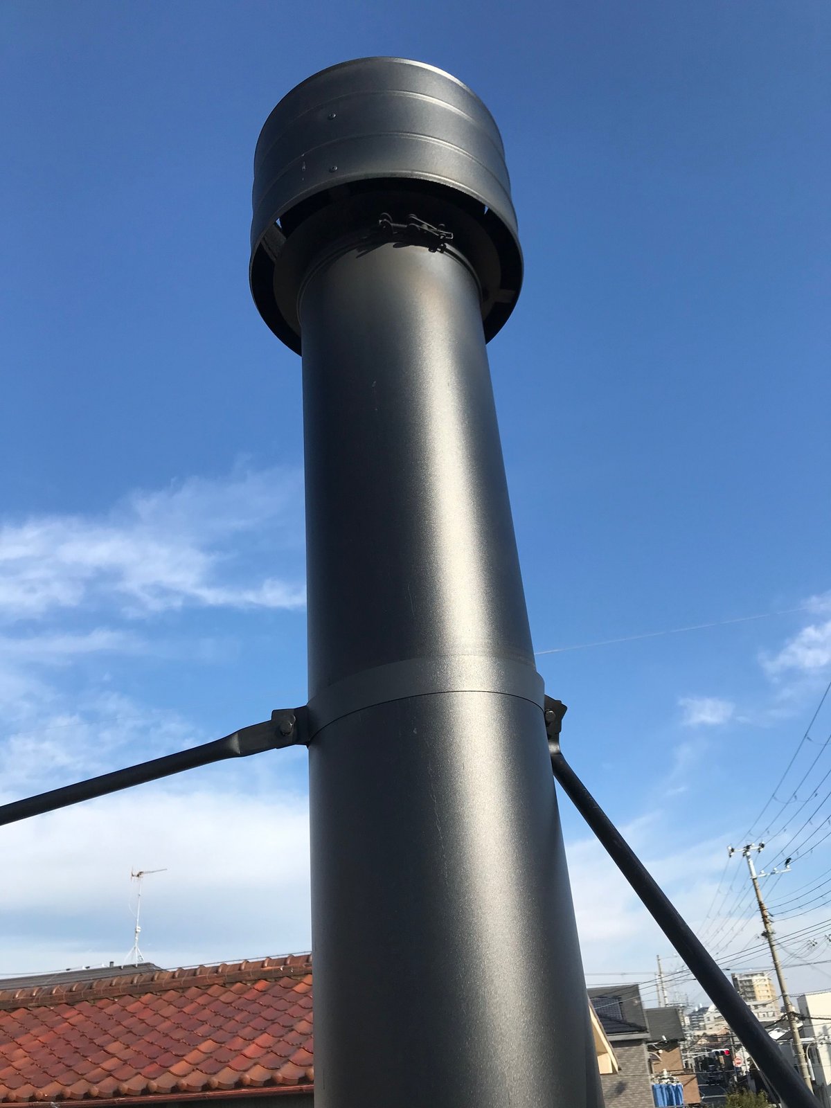 耐熱黒塗装断熱二重煙突150mm(6インチ)用 ルーフ・サポート 耐熱黒塗装断熱二重煙突150mm(6インチ)用 ルーフ・サポート