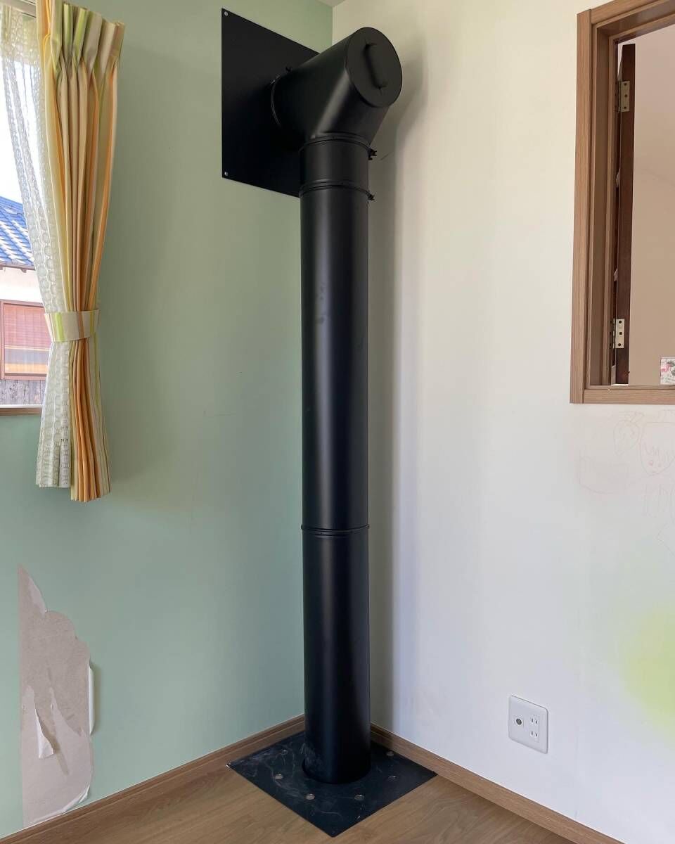 耐熱黒塗装断熱二重煙突150mm(6インチ）用 エアー・サーキュレーション