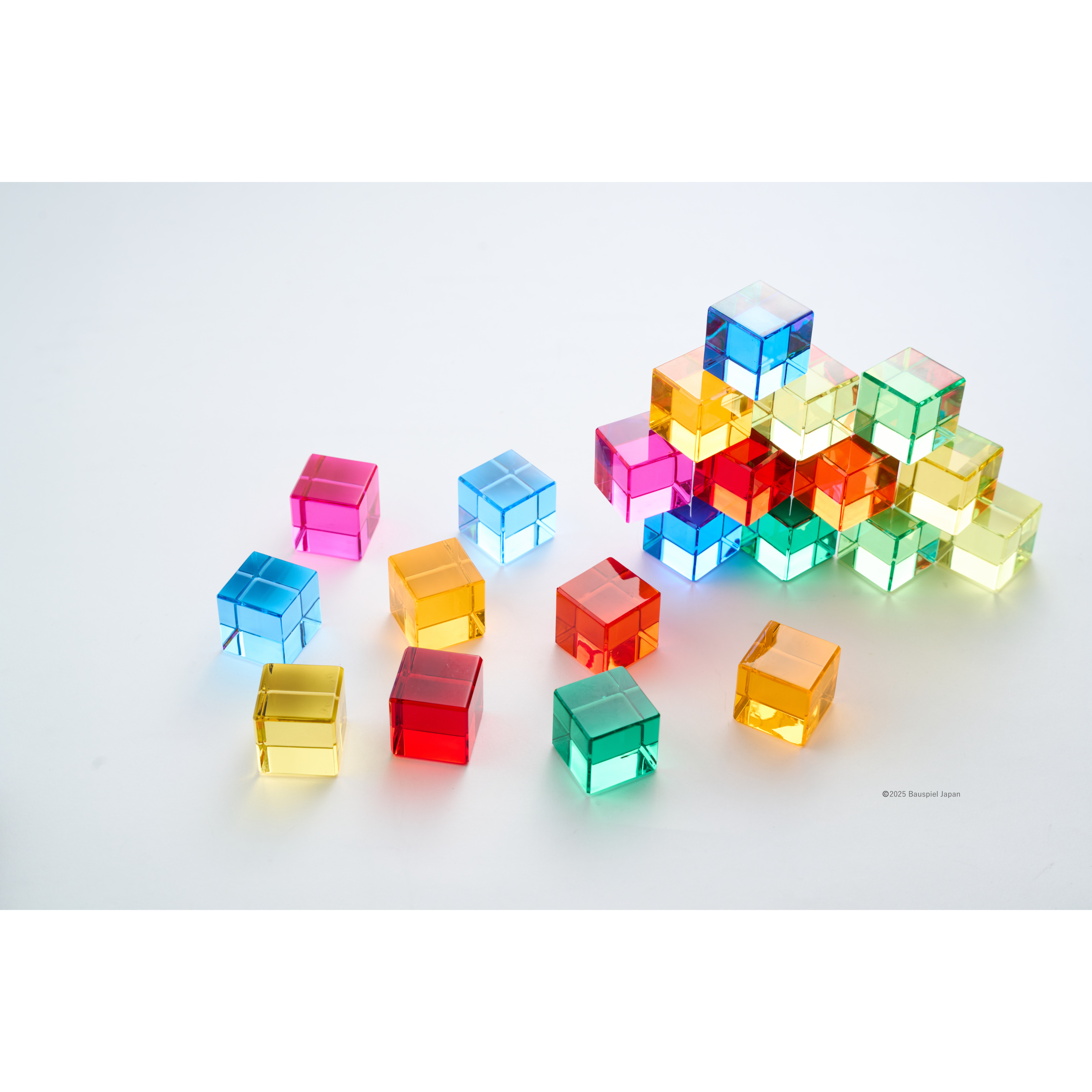 【メルさま専用】BAUSPIEL ルーセントキューブ　100 PCS BAUSPIEL 】ルーセントキューブ 100pcs ※木製トレー付き 【在庫あり