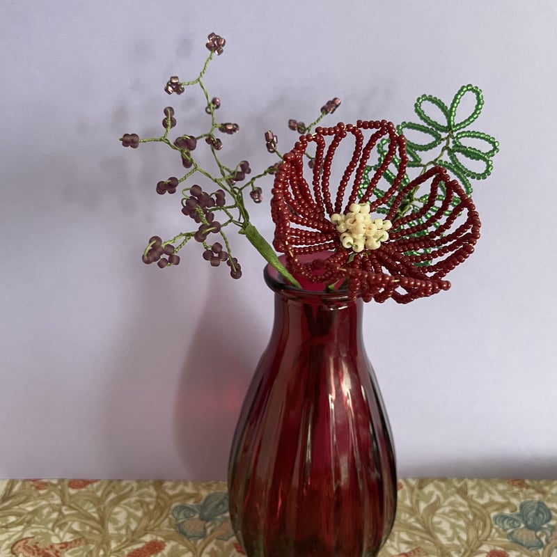 フランス　アンティーク　フレンチビーズフラワー　ビーズフラワーB 1900年代フランスアンティーク フレンチビーズフラワー 2本