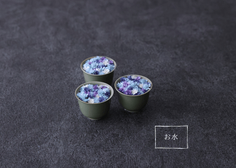 ごはんとお水（金箔押しBOX入り）_鶯色花器