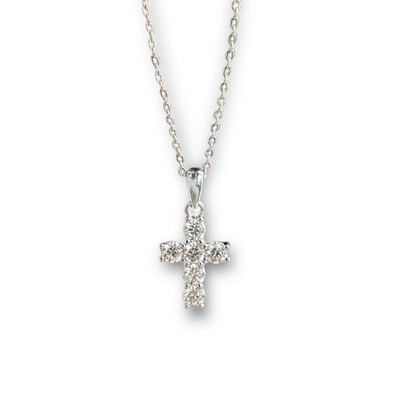 MOISSANITE CROSS NACKLACE SILVER | HOLY YUMS