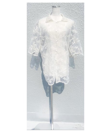 花柄シアーシャツ