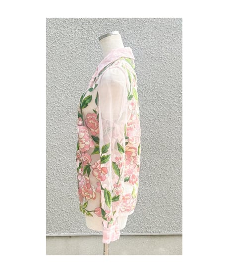 花柄シアーシャツ