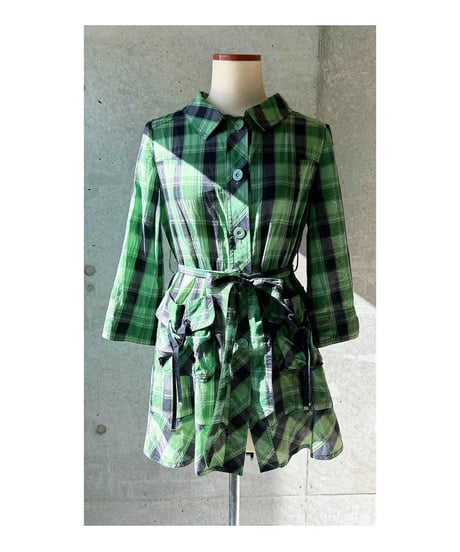 チェック柄シャツワンピ