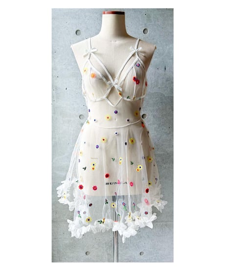 花柄シアーワンピース