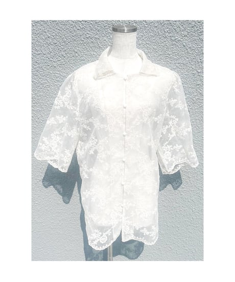 花柄シアーシャツ
