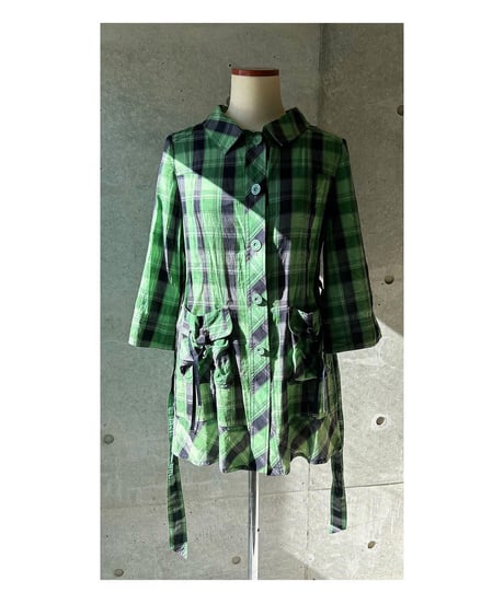 チェック柄シャツワンピ