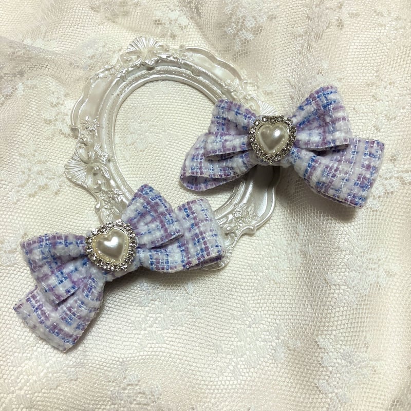 ノゾミ様handmade♡雪の結晶&星カボション ツイードリボンヘアクリップ ノゾミ様handmade♡雪の結晶&星カボション ツイードリボンヘア
