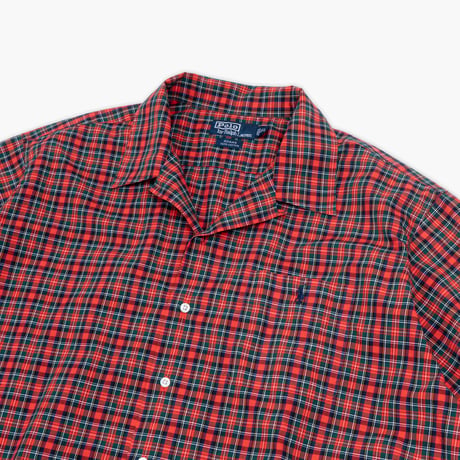 【USED】1990s-2000s Polo Ralph Lauren : "ADAMS" Broad Plaid Open Collar S/S Shirt : XXL