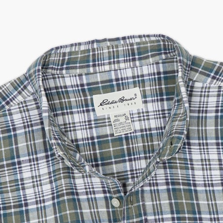 【USED】1990s-2000s Eddie Bauer : Linen Cotton Plaid BD Shirt : XL
