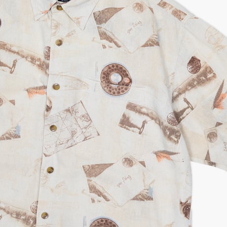 【USED】2000s FIELD&STREAM  : Silk Lure Pattern Regular S/S Shirt : L