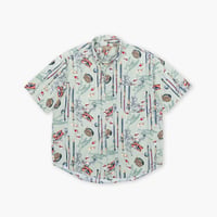 【USED】2000s NATURAL ISSUE : Cotton Lure Pattern BD S/S Shirt : L