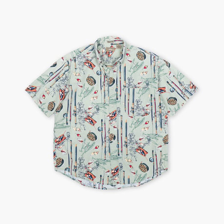 【USED】2000s NATURAL ISSUE : Cotton Lure Pattern BD S/S Shirt : L