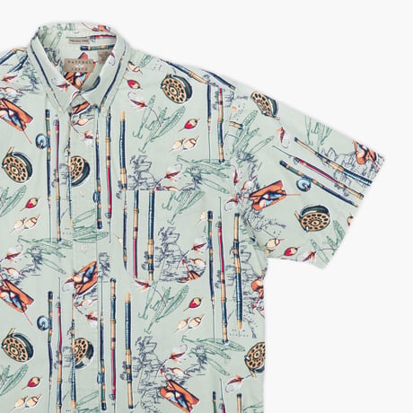 【USED】2000s NATURAL ISSUE : Cotton Lure Pattern BD S/S Shirt : L