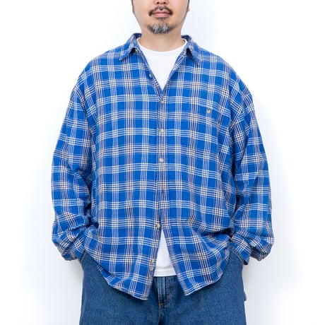 【USED】1990s-2000s Eddie Bauer : Linen Cotton Plaid Regular Shirt : XXL