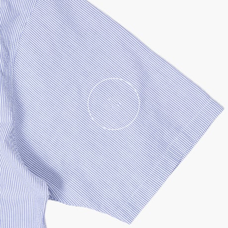 【USED】1990s Eddie Bauer : Cotton Seersucker Stripe BD S/S Shirt : XL
