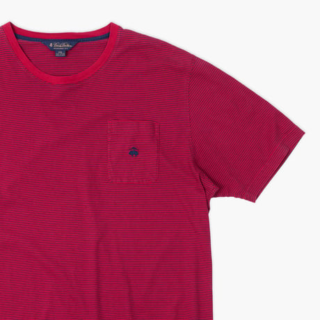 【USED】2000s Brooks Brothers : Border Crew T-Shirt with Pocket : XXL