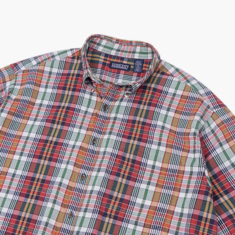 【USED】1990s-2000s LANDS' END : Madras Plaid BD S/S Shirt : XL