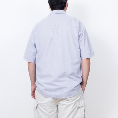 【USED】1990s Eddie Bauer : Cotton Seersucker Stripe BD S/S Shirt : XL