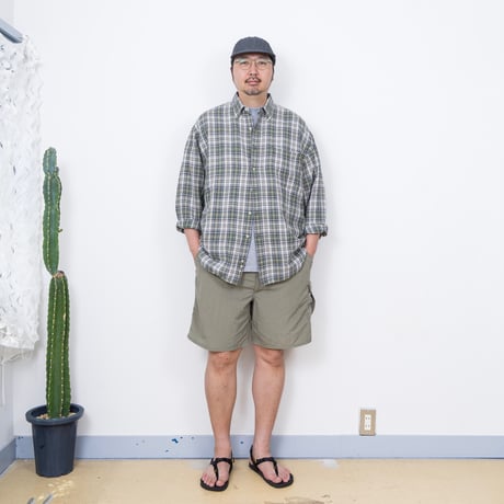【USED】1990s-2000s Eddie Bauer : Linen Cotton Plaid BD Shirt : XL