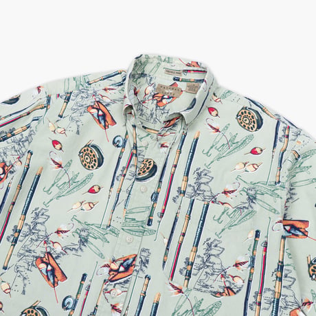【USED】2000s NATURAL ISSUE : Cotton Lure Pattern BD S/S Shirt : L