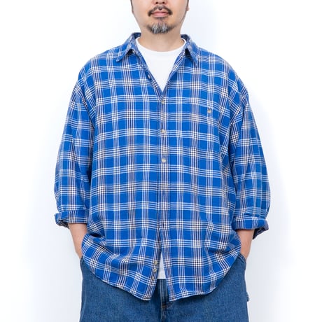 【USED】1990s-2000s Eddie Bauer : Linen Cotton Plaid Regular Shirt : XXL