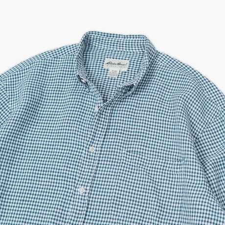 【USED】1990s-2000s Eddie Bauer : Linen Cotton Gingham Plaid BD Shirt : L