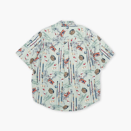 【USED】2000s NATURAL ISSUE : Cotton Lure Pattern BD S/S Shirt : L