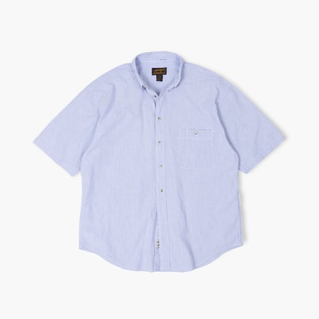 【USED】1990s Eddie Bauer : Cotton Seersucker Stripe BD S/S Shirt : XL