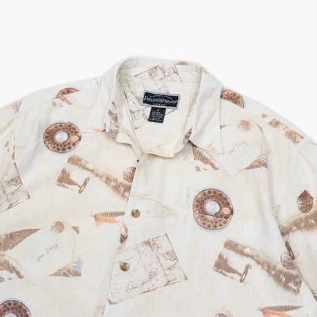 【USED】2000s FIELD&STREAM  : Silk Lure Pattern Regular S/S Shirt : L