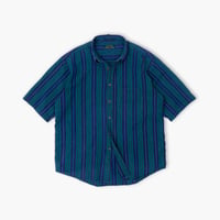 【USED】1990s ALEXANDER JULIAN : Seersucker Stripe BD S/S Shirt : L
