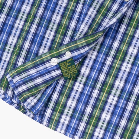 【USED】1990s CLUB ROOM : Seersucker Plaid BD S/S Shirt : XXL